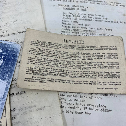 1950s Army Soldier Papers Lot 46th & 50th AAA BN AW SP APO 358 Ft. Lewis TH1