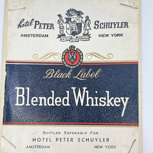 Hotel Peter Schuyler Black Label Whiskey Label Amsterdam NY
