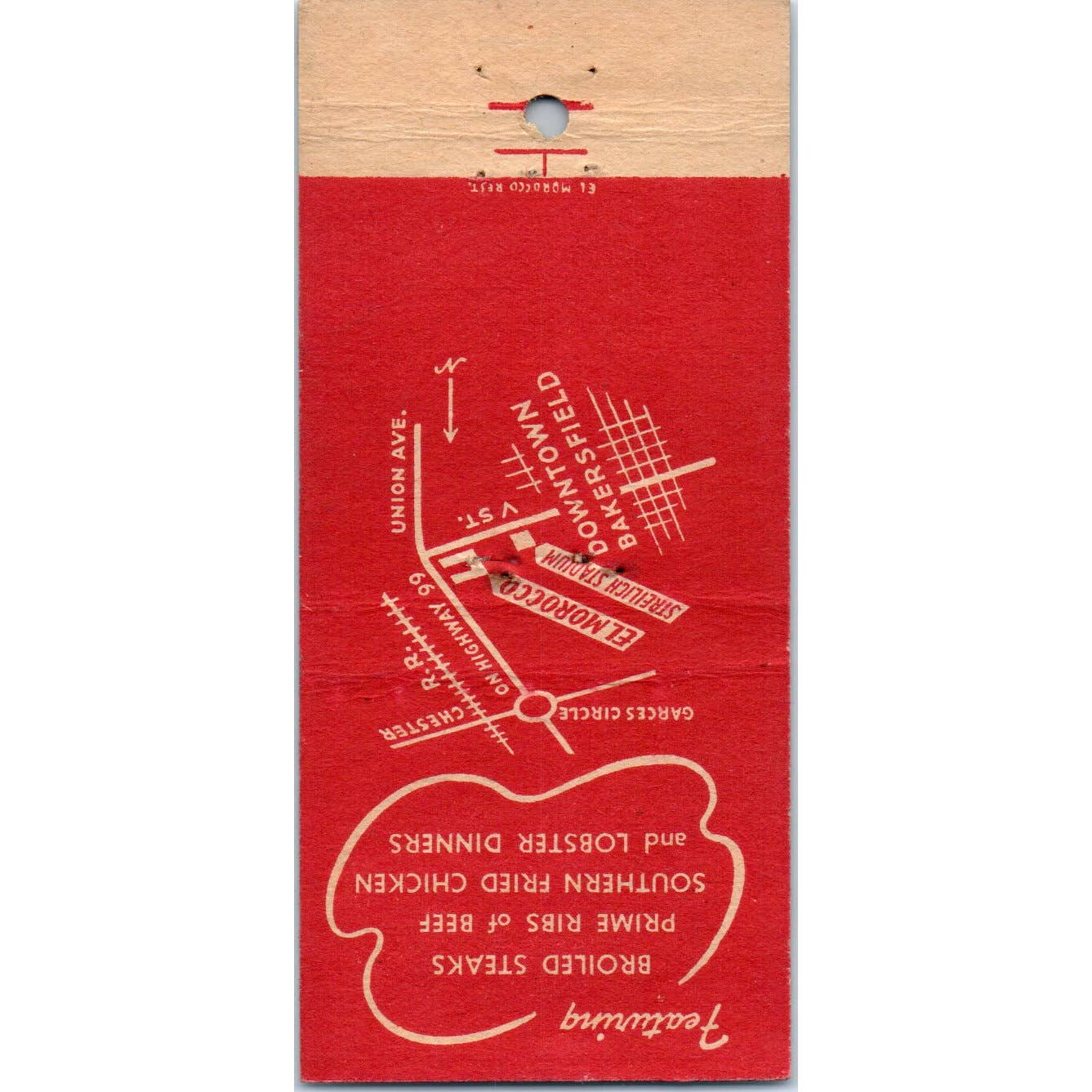 El Morocco Cocktails Bakersfield California Advertising Matchbook Cover SA1-M10