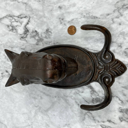 Vintage Heavy Cast Iron Horse Head Double Coat Hook 8x6 TJ8