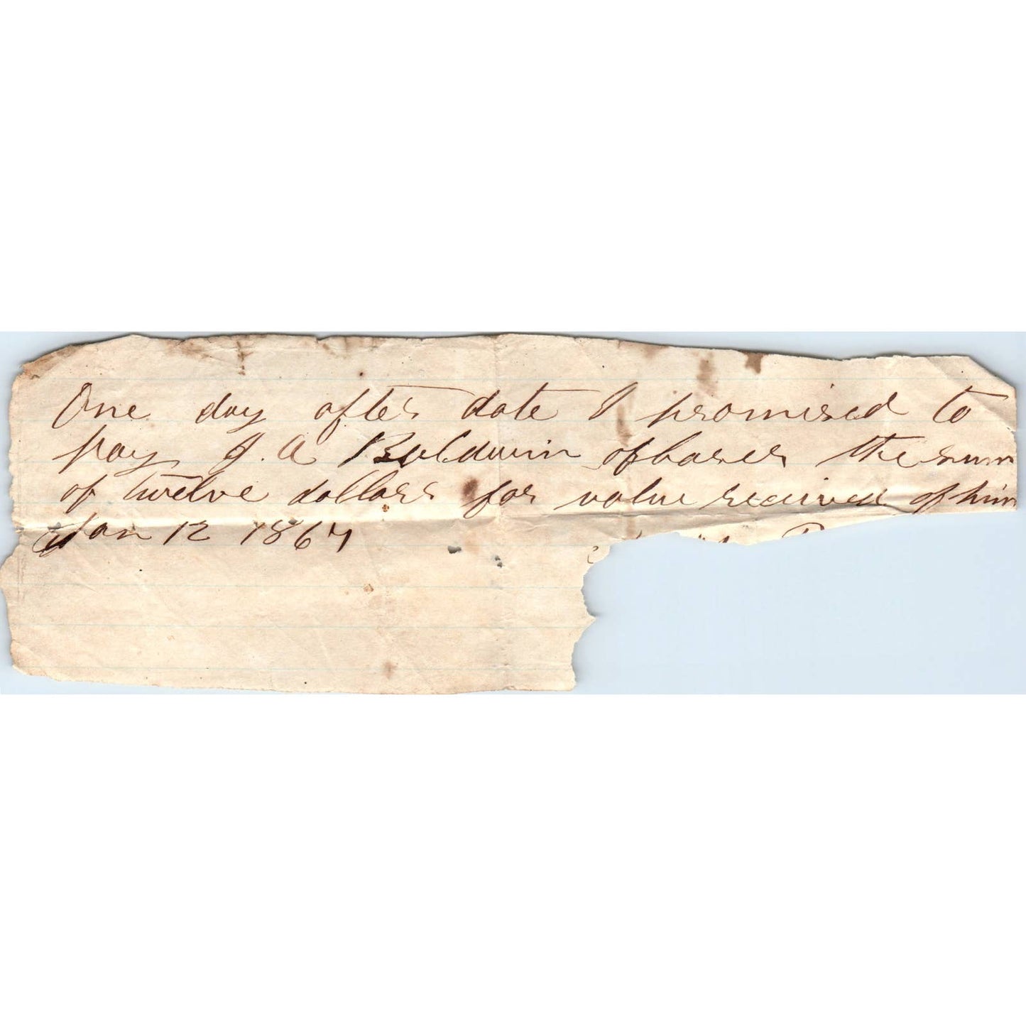 1867 Handwritten Note J.A. Baldwin Butler County AL AD6