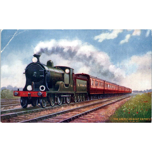The Ocean Passenger Boat Express Train Raphael Tuck Oilette Postcard TK1-21