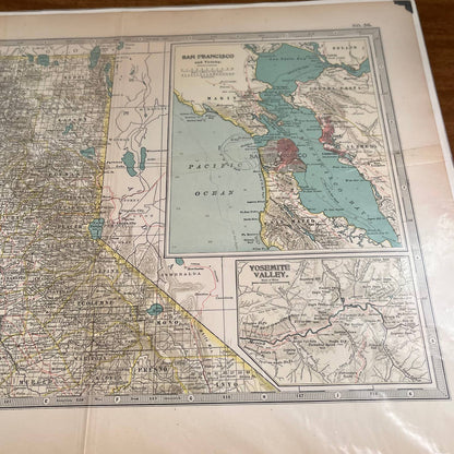 Antique 1897 The Century Atlas Map of CALIFORNIA SET OF 2 Engraved 12.5x17 FL5