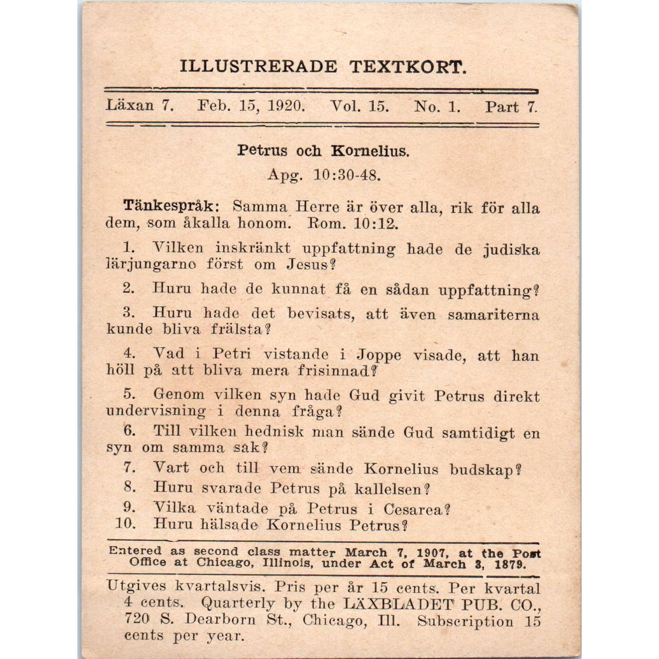 1920 Christian GERMAN Lesson Picture Card We Are All Precious in God's Sight SE5