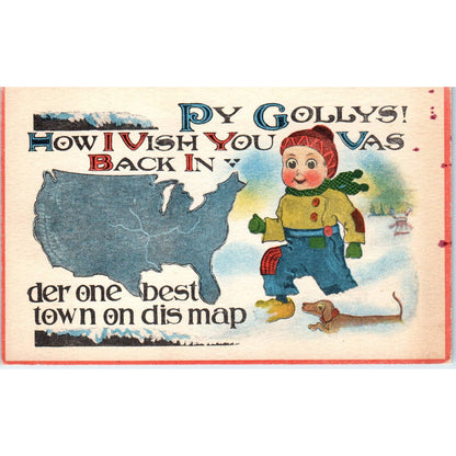 Dutch Boy Der Best Town On The Map c1910 Original Postcard TK1-24