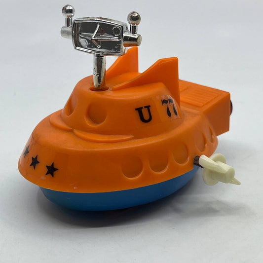 1970s Wind Up Submarine w/ Wheels U77 Hong Kong WORKS 4" TH7