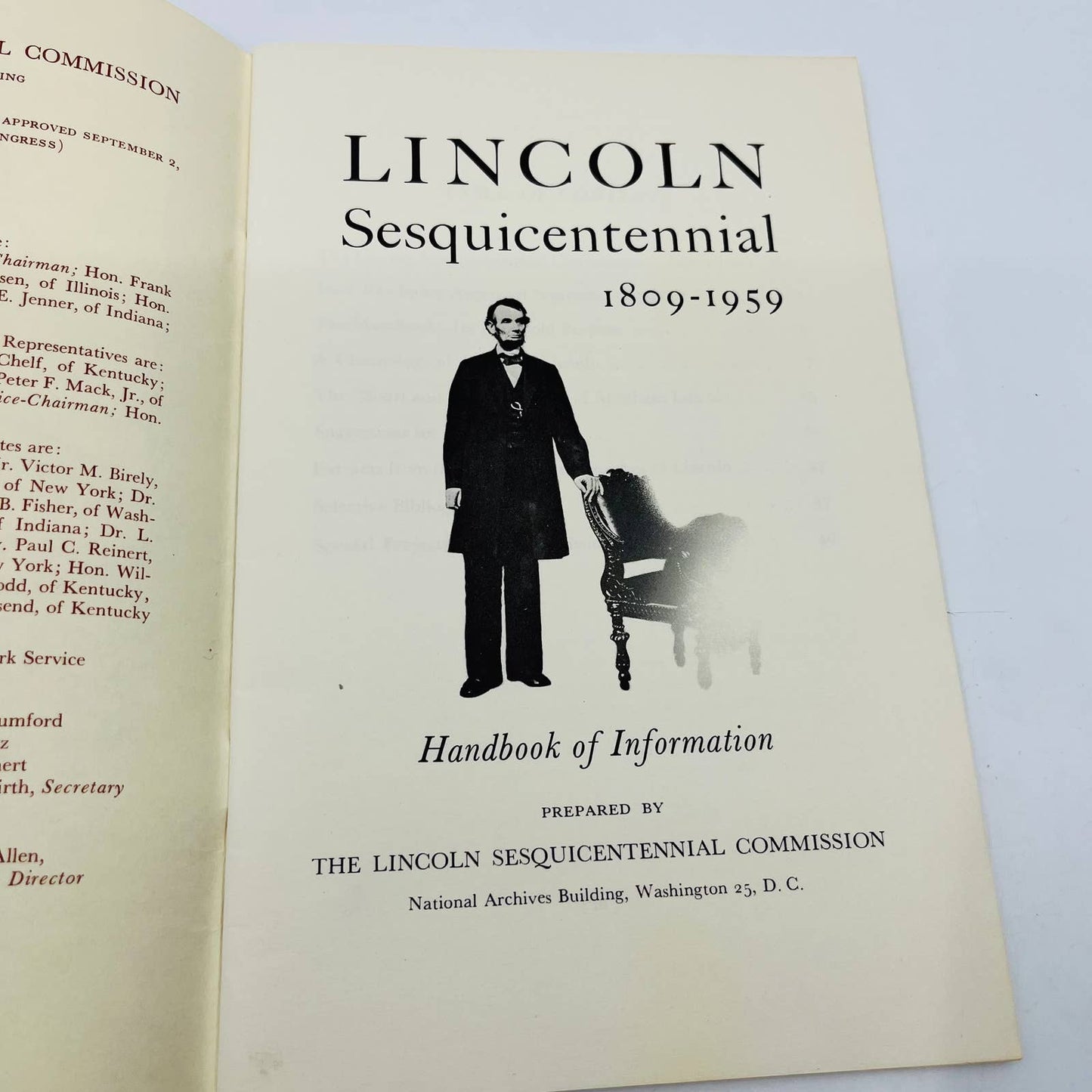 1959 Lincoln Sesquicentennial Handbook of Information Booklet TB6