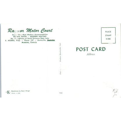 Raynor Motor Court E. Morris Muskoka Ontario Original Postcard TK1-P12