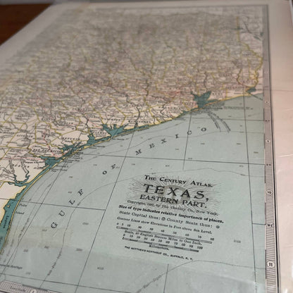 Antique 1897 The Century Atlas Map of TEXAS SET OF 2 Engraved 12.5 x 17” FL5