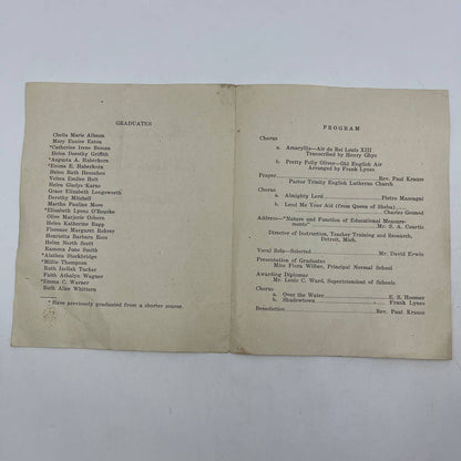 1922 Fort Wayne Normal School Commencement Program AC2