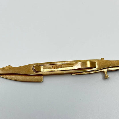 VTG Swank Gold Tone and Blue Scimitar Sword Sabre Tie Bar Tie Clip Tie Pin SC3