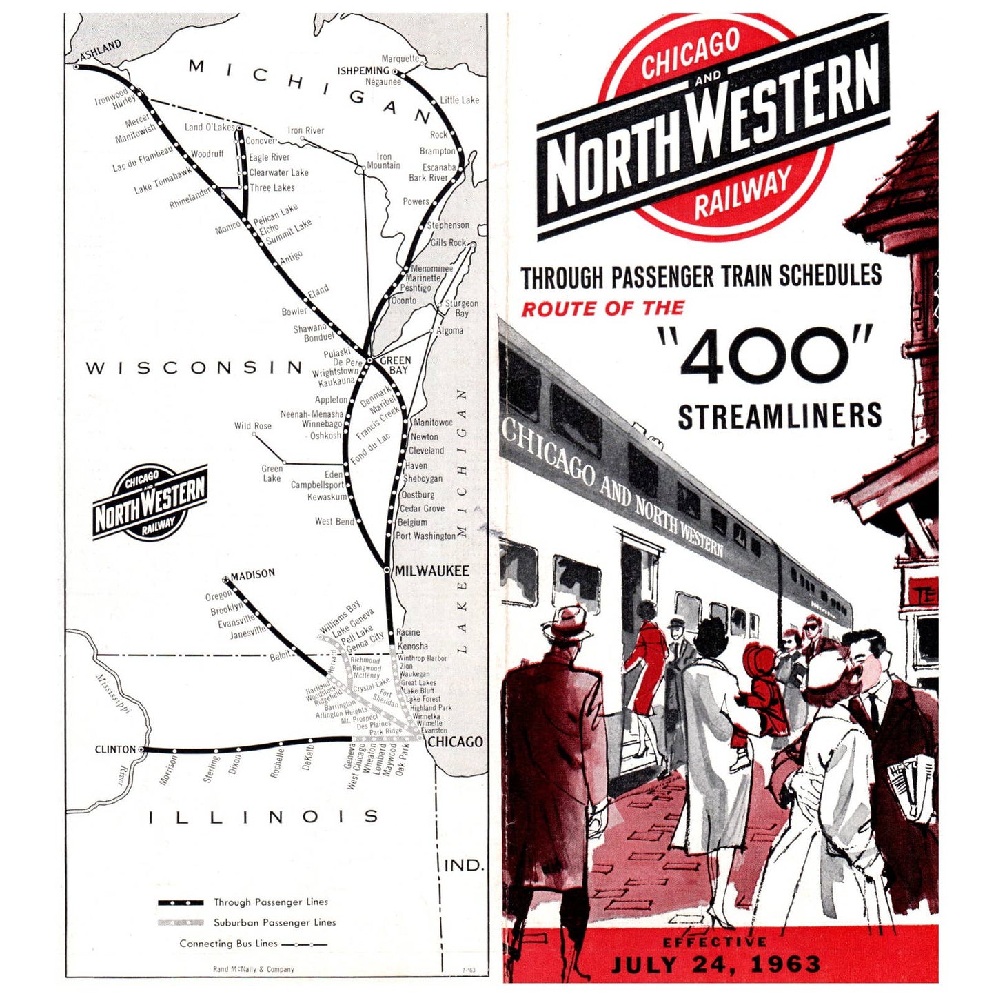 1963 Chicago and Northwestern Railway 400 Streamliners Passenger Timetables SE4