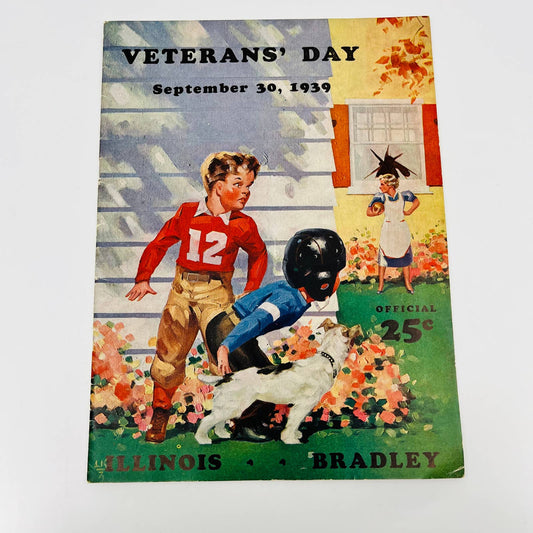 1939 Veteran’s Day Football Program Illinois Fighting Illini Bradley Braves BA2