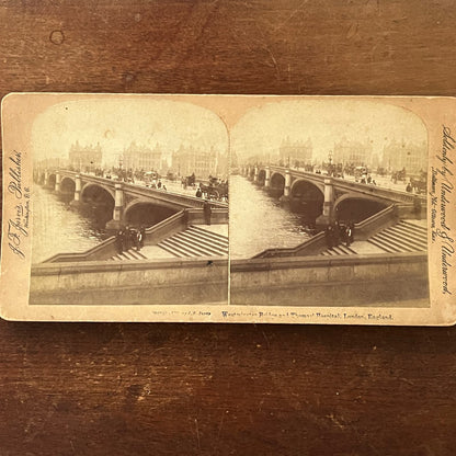 Westminster Bridge & Thomas' Hospital London England Antique Stereoview TJ9-V2