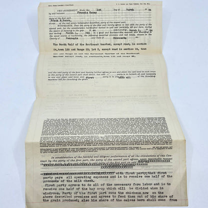 1944 Farm Contract Rogers MN Francis Henry Frank B Henry AC1