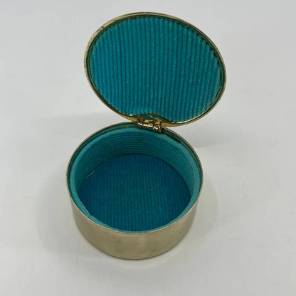 Vintage Brass Tone Enamel Flower Trinket Box Made in Korea 2.5” SC4