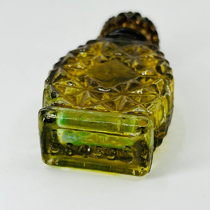 MCM Lemon Lime Glass Diamond Point Perfume Bottle Sapphire Rhinestone Lid 2” SA6