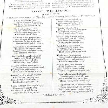1848 Leaflet About The Evils of Rum W.M. C. Brown Ode to Rum AB7