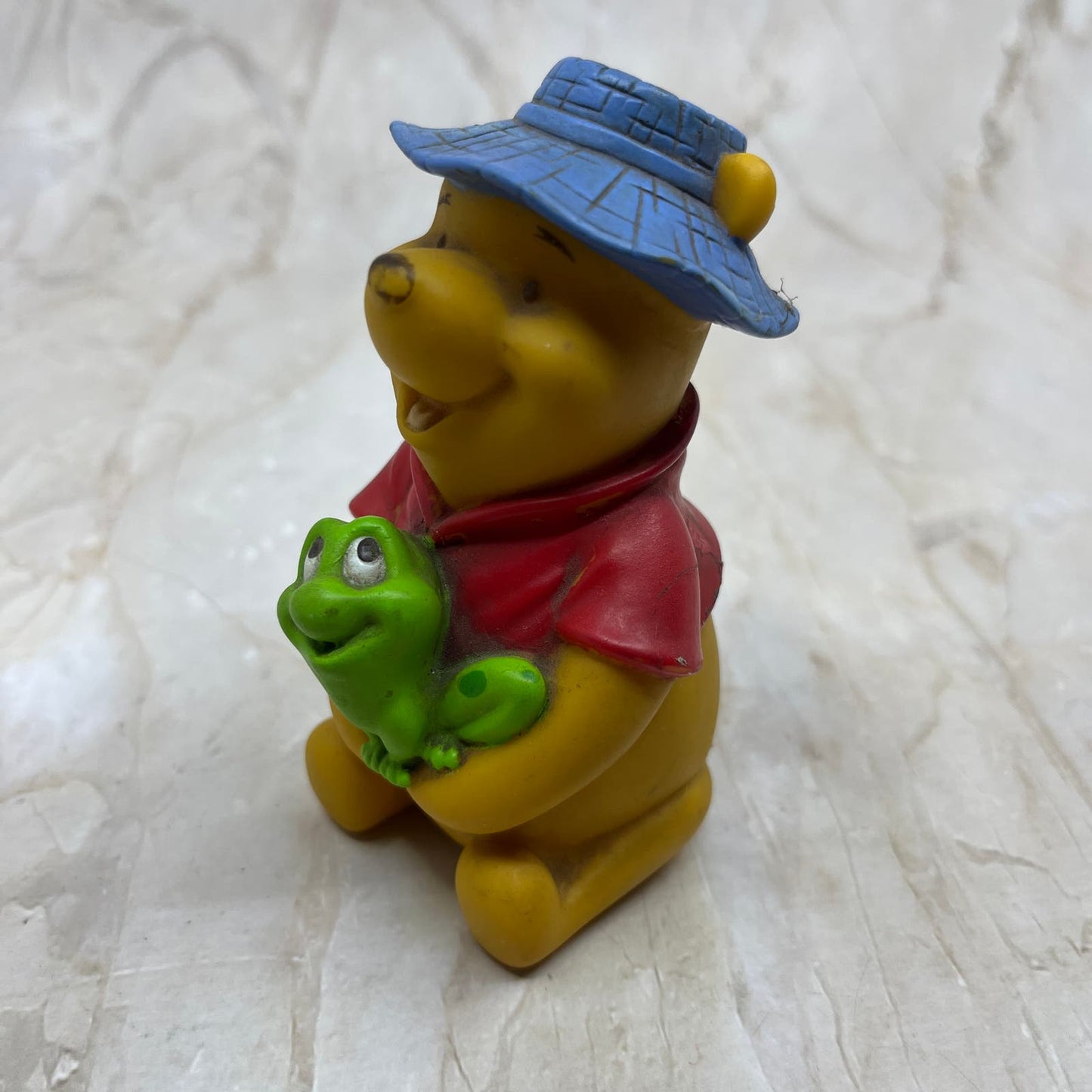 Vintage Disney Winnie The Pooh Rubber Toy With Frog TE5