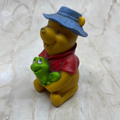 Vintage Disney Winnie The Pooh Rubber Toy With Frog TE5