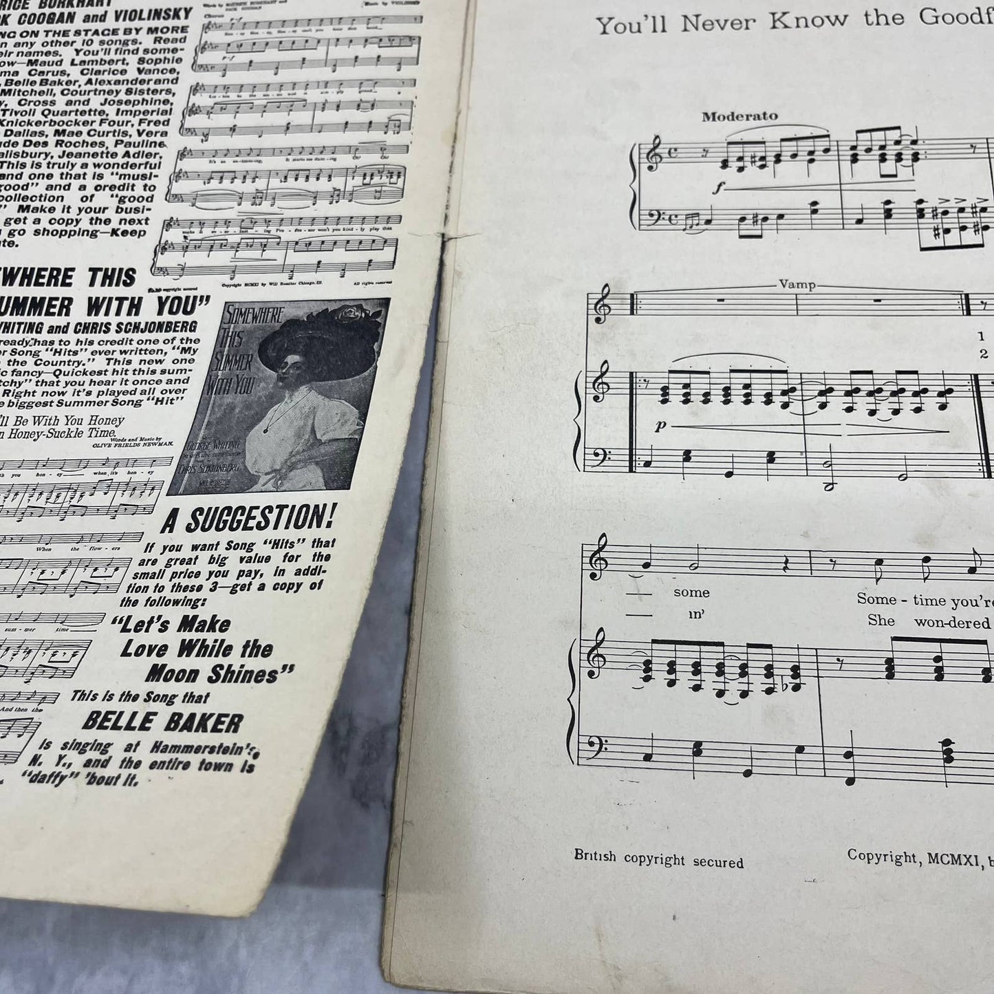 You'll Never Know the Good Fellow I've Been Cogan Nonette 1911 sheet music TJ4