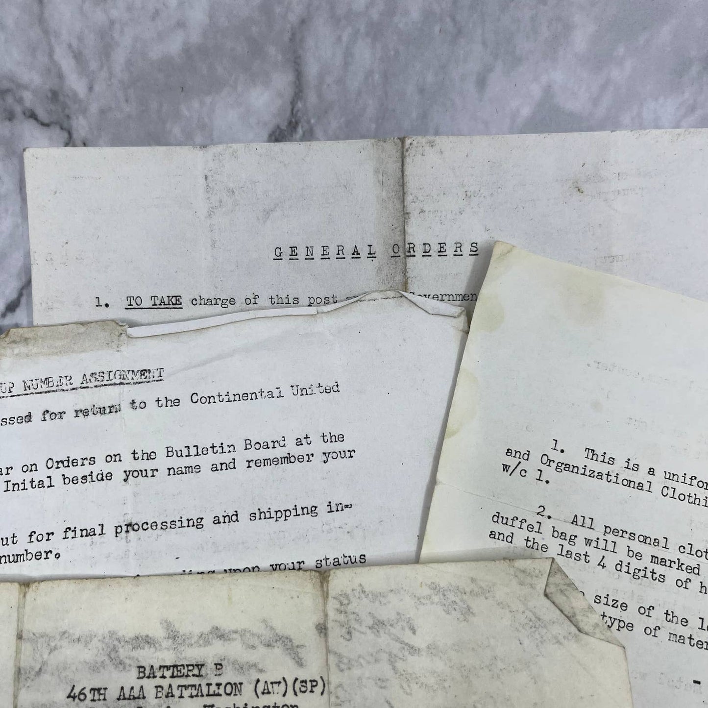 1950s Army Soldier Papers Lot 46th & 50th AAA BN AW SP APO 358 Ft. Lewis TH1