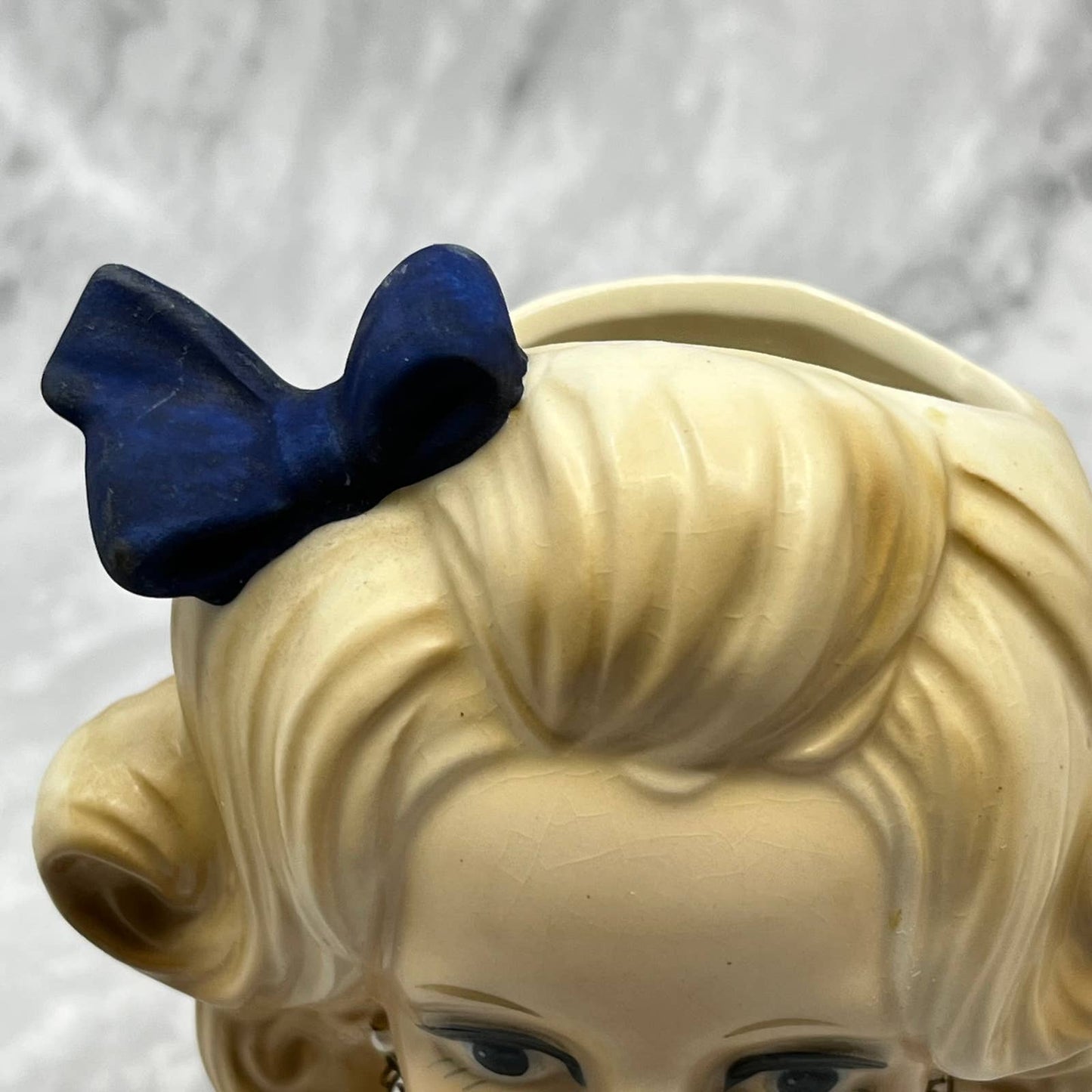 Napco Lady Head Planter Vase 8493 Japan 1960s Pearls Blonde 5-1/2” TJ3