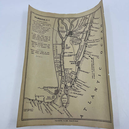 1925 Map of Wilmington NC Seashore Resorts by Robert N. Sweet 8.5x11" AC9