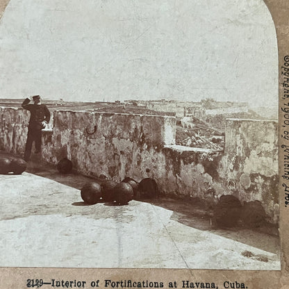 Spanish American War Fortifications at Havana Cuba Antique Stereoview H2-6