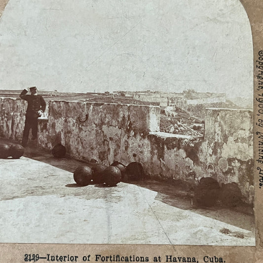 Spanish American War Fortifications at Havana Cuba Antique Stereoview H2-6