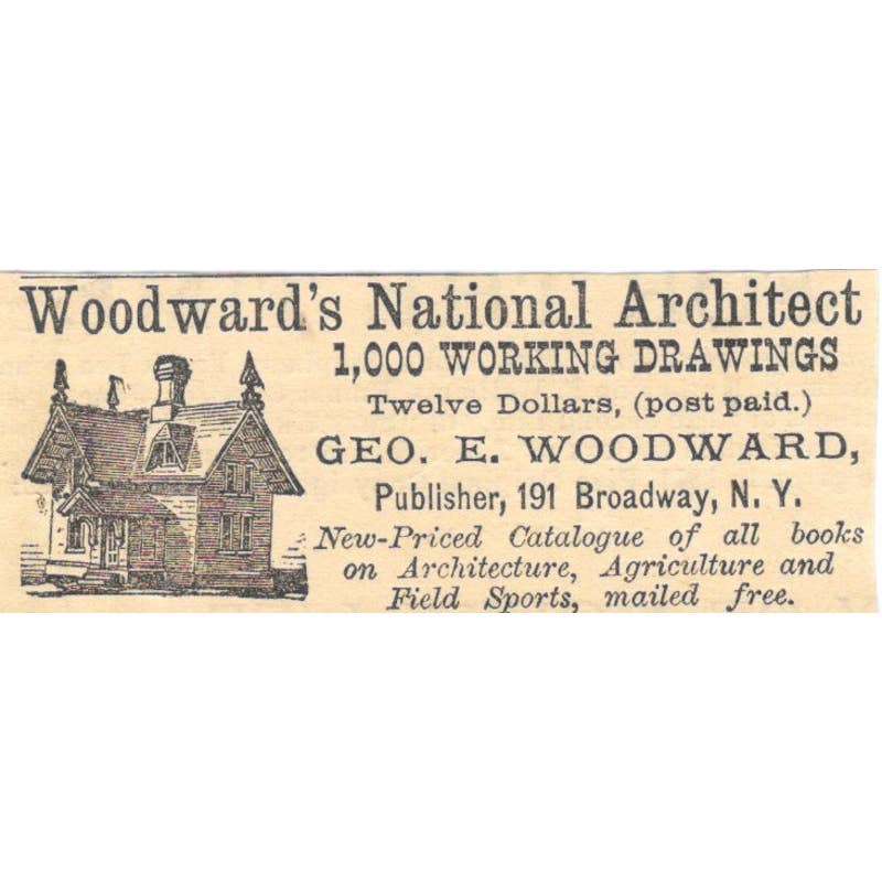 Woodward's National Architect Geo. E Woodward - Ad 1878 Original TJ7-L2-3