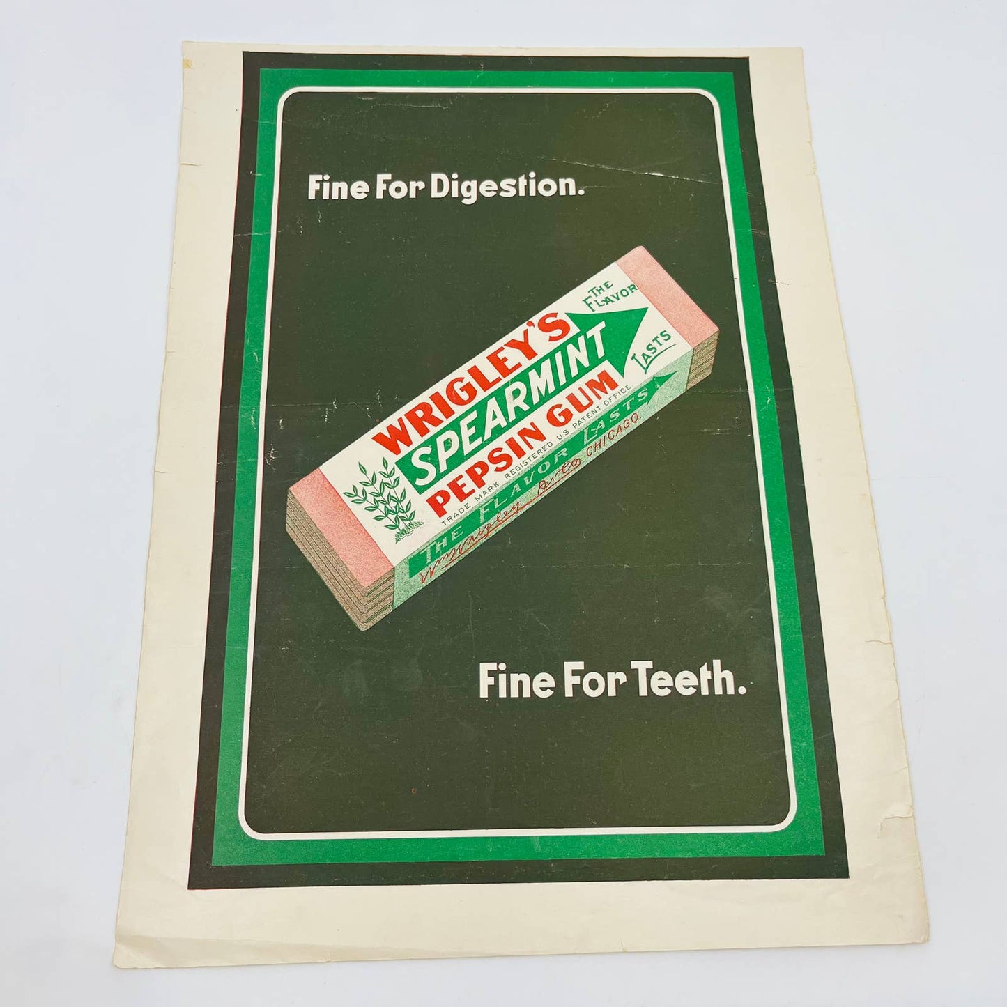 1910 Wrigley’s Spearmint Gum Original Print Ad 15.25x11.25” FL1