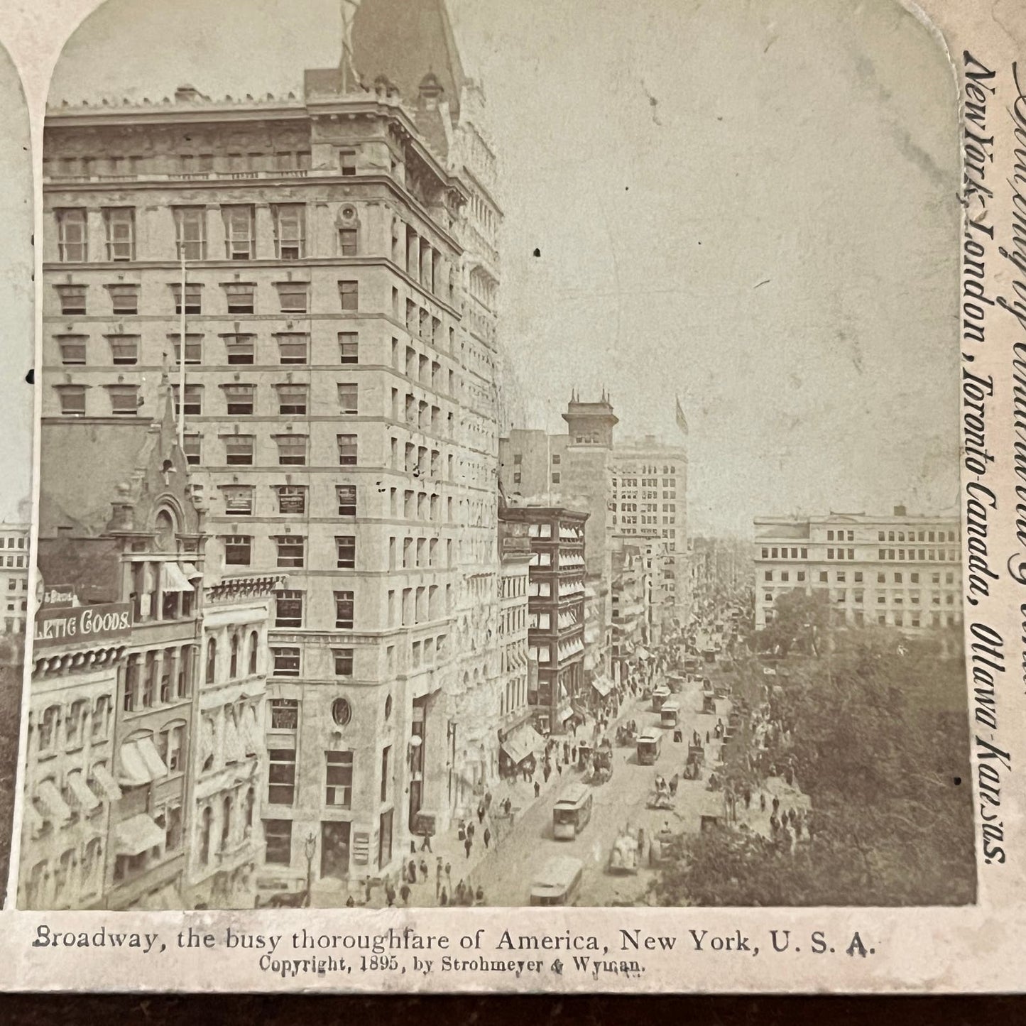 View of Broadway New York NY 1895 Antique Stereoview Card TJ9-V3