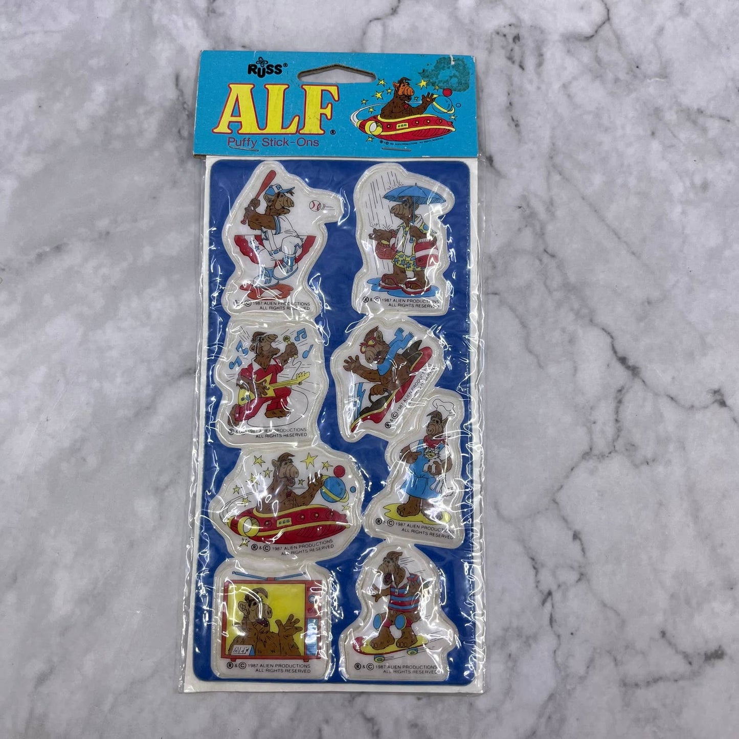 Vintage 1987 Russ Alf Puffy Stick On Stickers New Sealed In Package NOS TE3
