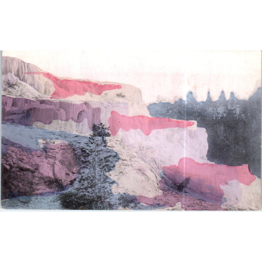 Cleopatra Terrace Hand Tinted Yellowstone Park Original Postcard P2-5