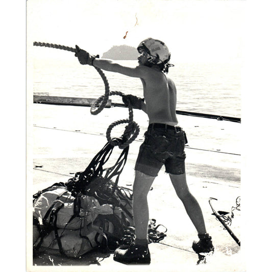 1970 Original Photo USCG Coast Guard Staten Island Loading Helicopter 8x10 AD6-2