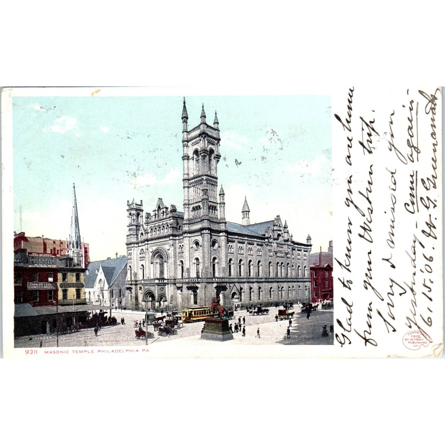 1906 Postcard Masonic Temple Philadelphia PA TD9-P1