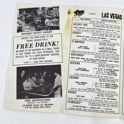 1960s Las Vegas Show Sheet Hacienda Hotel Hank Henry Burlesque Boxing AB2