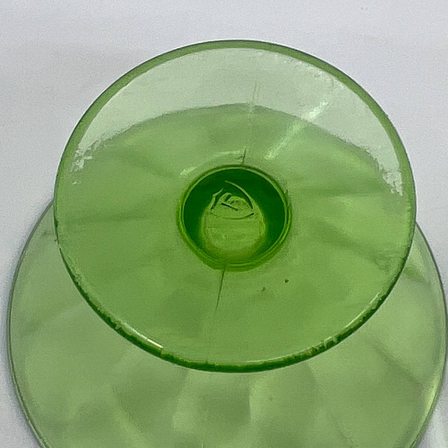 1920s Federal Glass Depression Uranium Vaseline 2 Sherbet Ice Cream Optic TH5