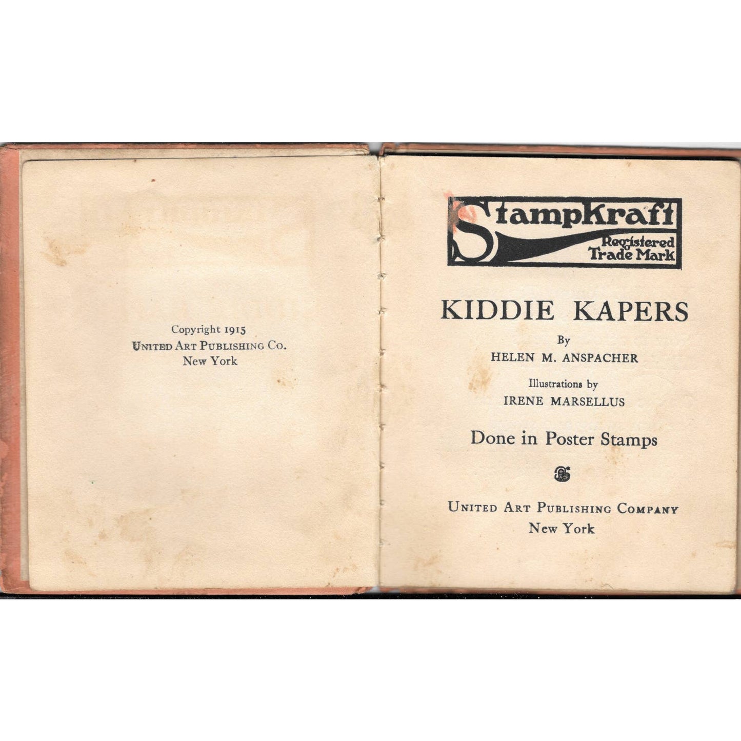 1915 Stampkraft Kiddie Kapers Done in Poster Stamps Children’s Story Book TJ7