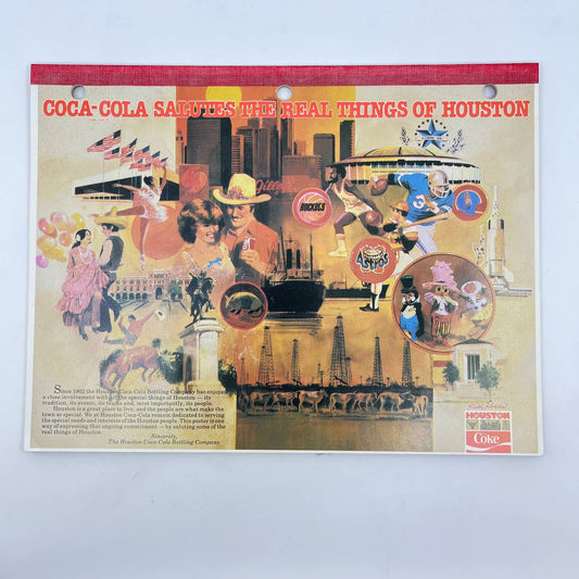 Vintage Coca-Cola Salutes The Real Things of Houston Notebook Souvenir Texas TF5