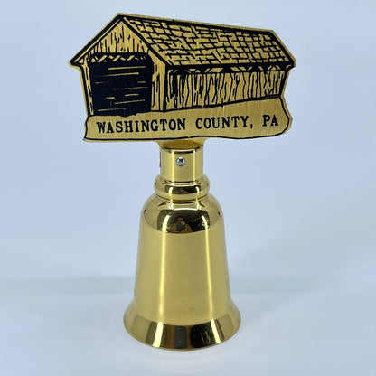 Vintage Souvenir Brass Bell Washington County PA Covered Bridge SD1