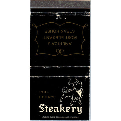 Phil Lehr's Steakery Advertising Matchbook Cover MM9-7