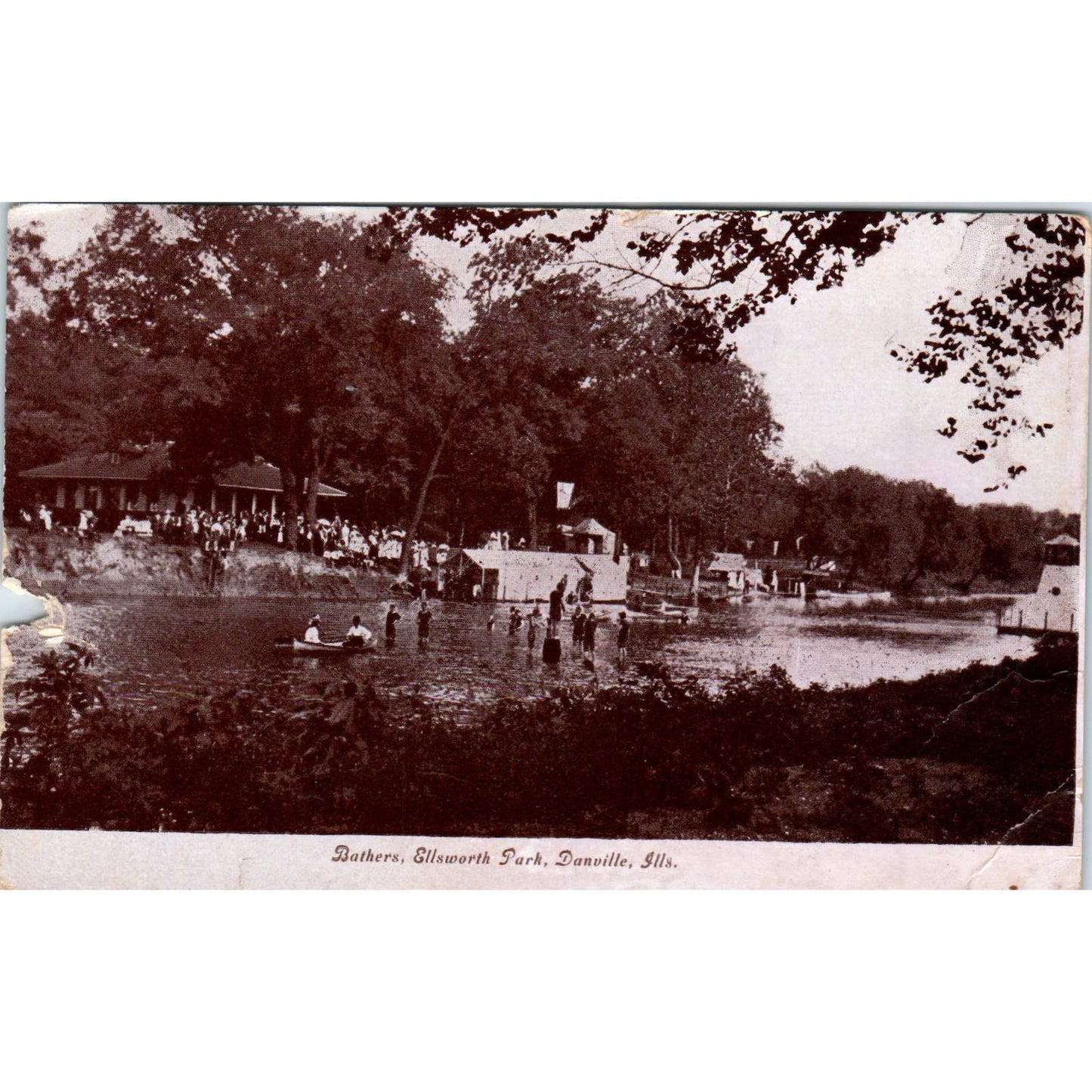 Bathers Ellsworth Park Danville Illinois 1908 Original Postcard TJ9-P2