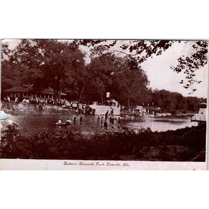 Bathers Ellsworth Park Danville Illinois 1908 Original Postcard TJ9-P2