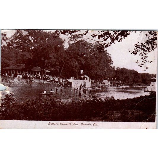 Bathers Ellsworth Park Danville Illinois 1908 Original Postcard TJ9-P2