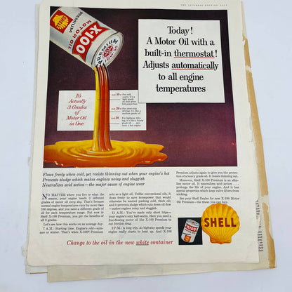 1950s Set of 8 Automotive J-Wax Simoniz Motor Oil Original Print Ads TA8