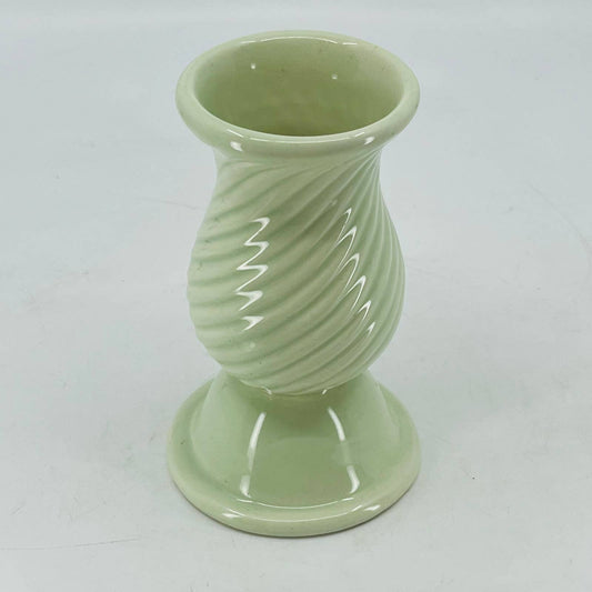 Vintage Ceramic Bud Vase Mint Green Swirl Ribbed Made in Portugal 5.5” TA5