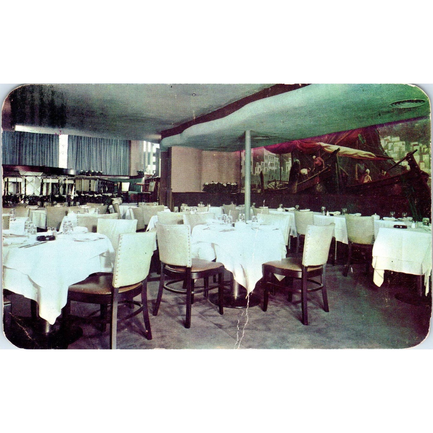 The Lounge Restaurant and Bar Dining Room Passaic NJ Original Postcard TK1-P1