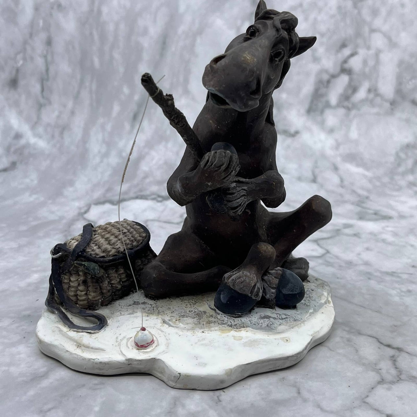 Pasture Pals Elmer Fishing Figurine Montana Silversmith Western Cabin Decor TI7